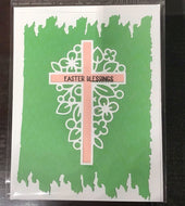 Easter blessings, light green, dark green, Easter, cross, filigree, support, simple, blank inside,