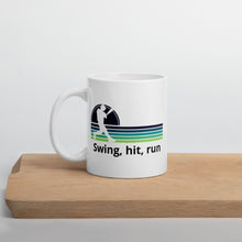 Load image into Gallery viewer, Swing, Hit Run Baseball White glossy mug
