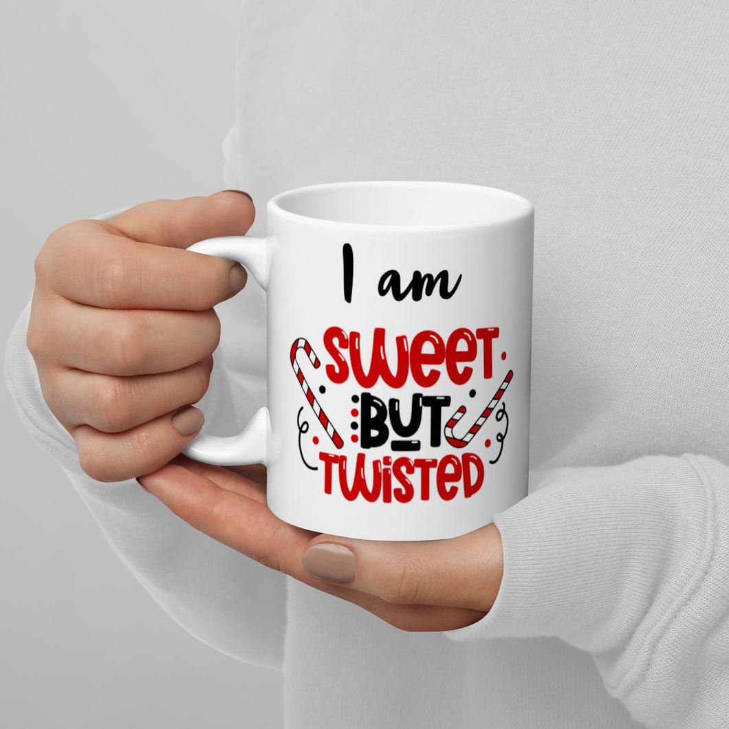 I am sweet but twisted White glossy mug