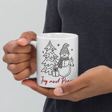 Load image into Gallery viewer, Snowman - Joy and Peace White glossy mug
