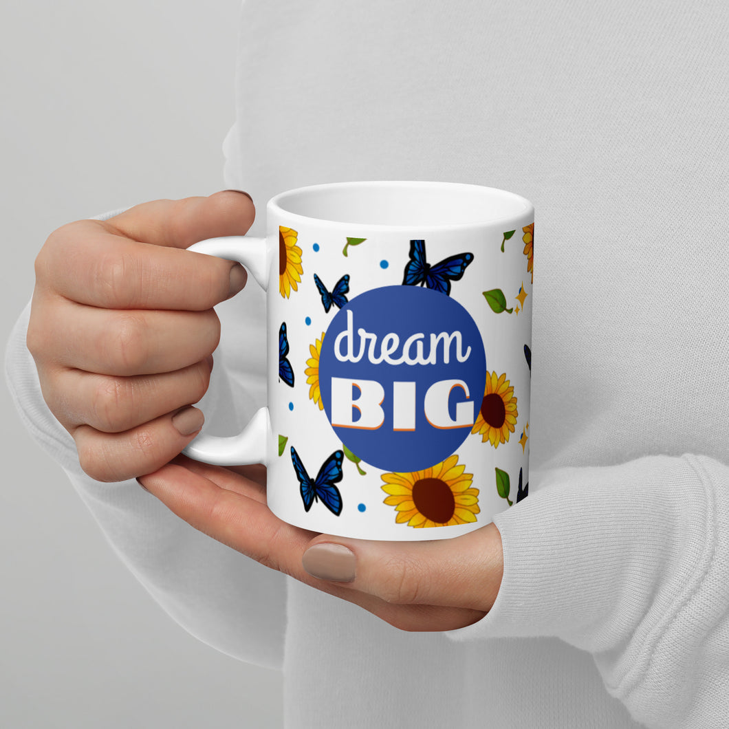 Dream Big White glossy mug