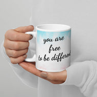 you are free to be different White glossy mug