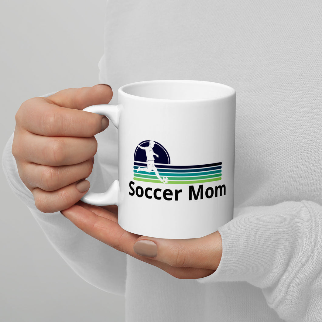 Soccer Mom blue White glossy mug