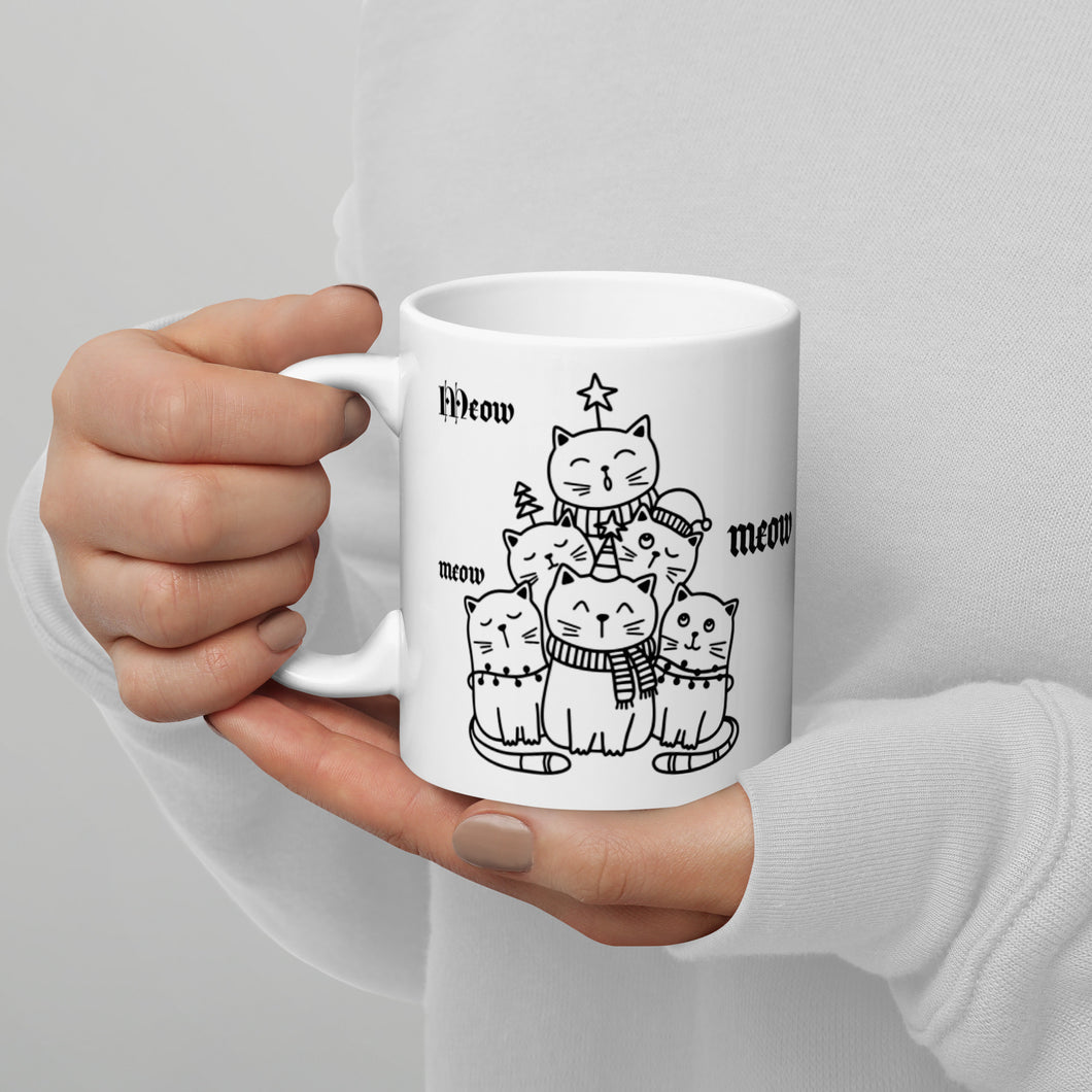 Cat Tree Meow White glossy mug