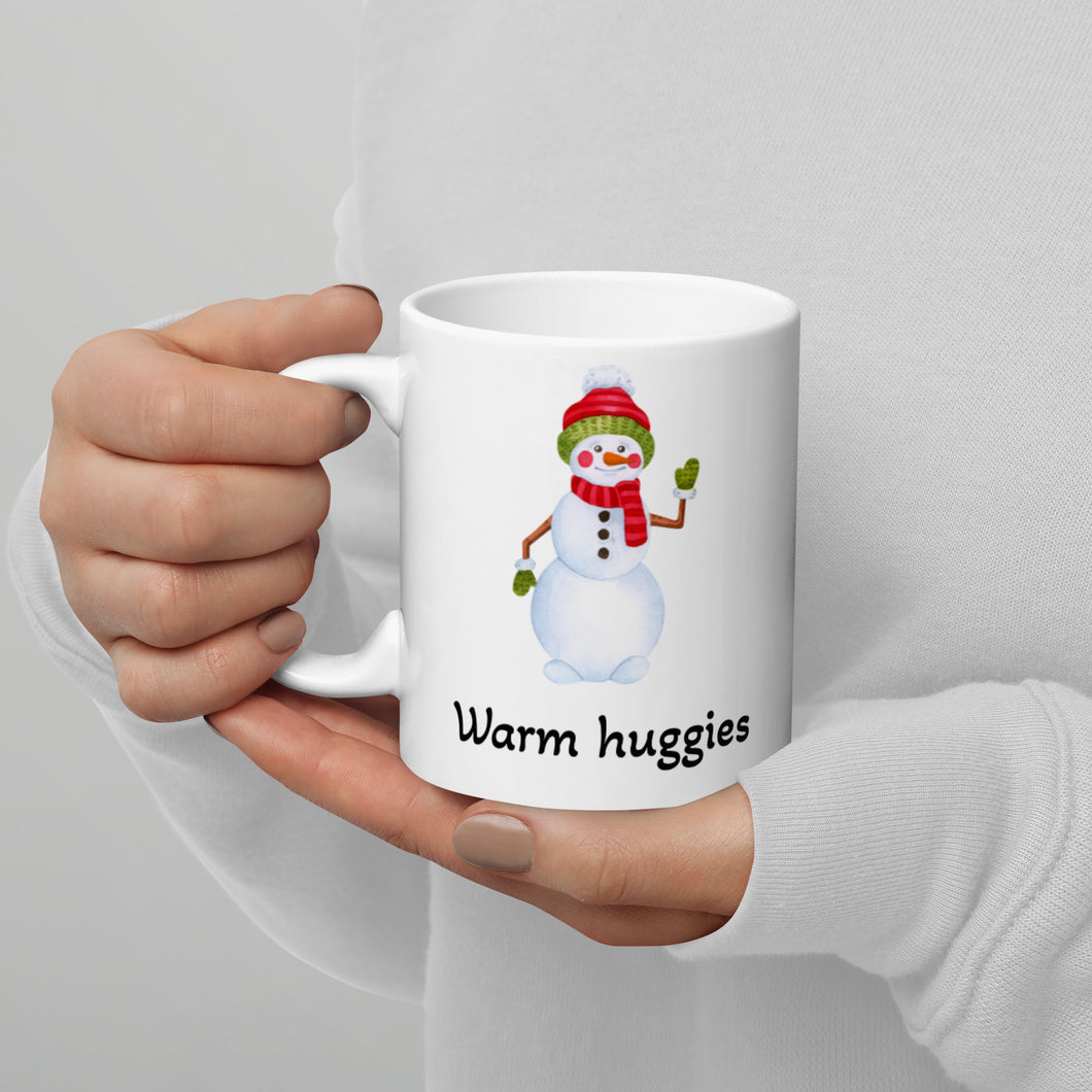 Warm huggies Snowperson White glossy mug