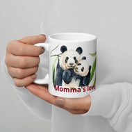 Momma's Love Panda White glossy mug