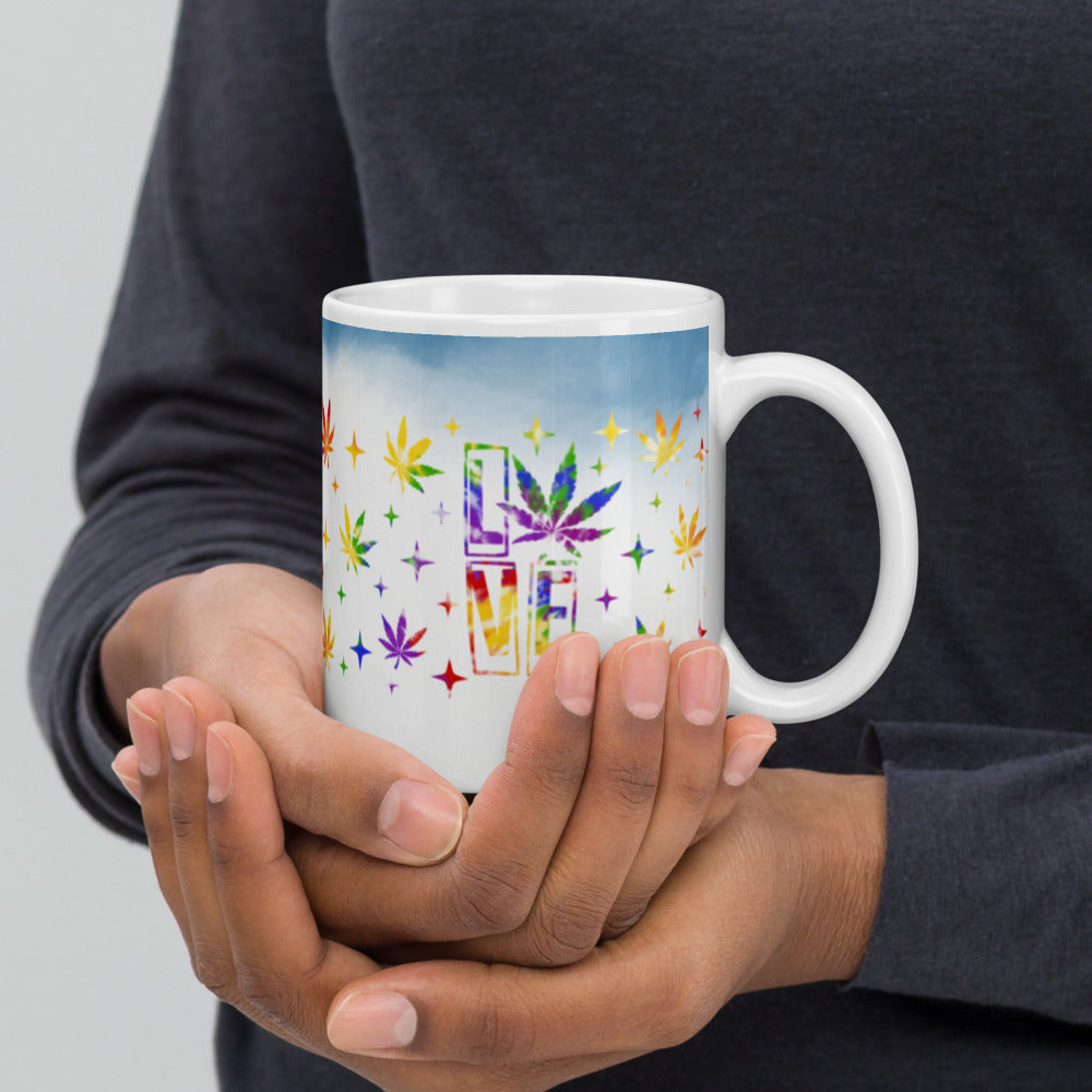 Herb Love White glossy mug