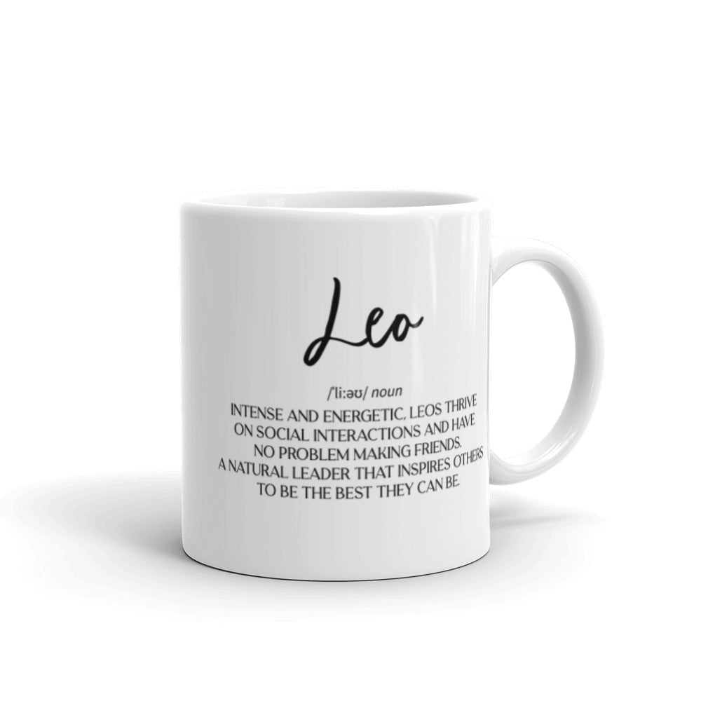 Leo Zodiac White glossy mug