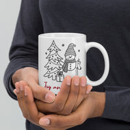 Snowman - Joy and Peace White glossy mug