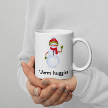 Load image into Gallery viewer, Warm huggies Snowperson White glossy mug
