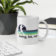 Load image into Gallery viewer, Swing, Hit Run Baseball White glossy mug
