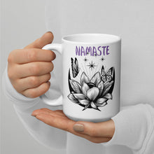 Load image into Gallery viewer, Namaste Lotus Flower White glossy mug
