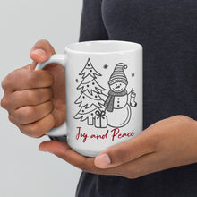 Load image into Gallery viewer, Snowman - Joy and Peace White glossy mug
