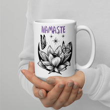 Load image into Gallery viewer, Namaste Lotus Flower White glossy mug
