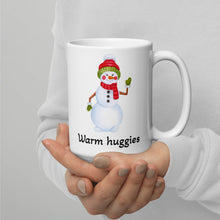 Load image into Gallery viewer, Warm huggies Snowperson White glossy mug
