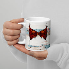 Load image into Gallery viewer, Orange Moth Gothic meets Shabby White glossy mug
