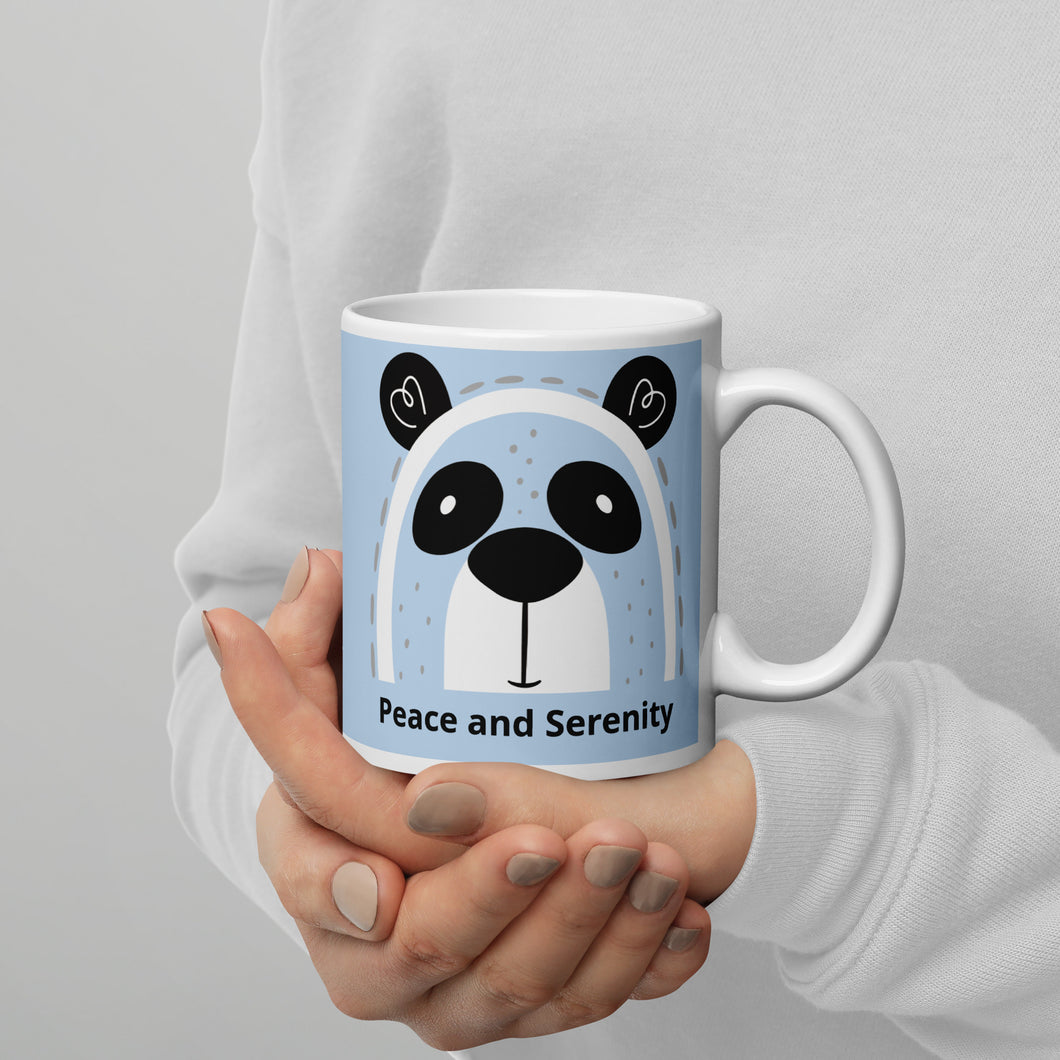 Panda Peace and Serenity White glossy mug