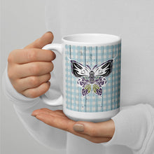 Load image into Gallery viewer, Moth Checkout White glossy mug
