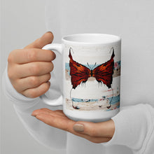 Load image into Gallery viewer, Orange Moth Gothic meets Shabby White glossy mug
