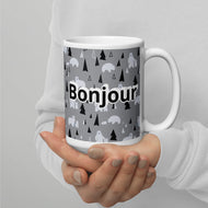 Bonjour White glossy mug