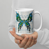 Shabby Gothic Butterfly White glossy mug