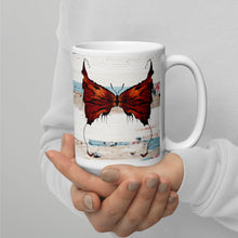 Load image into Gallery viewer, Orange Moth Gothic meets Shabby White glossy mug
