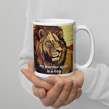 Load image into Gallery viewer, My Warrior Spirit is a Lion White glossy mug
